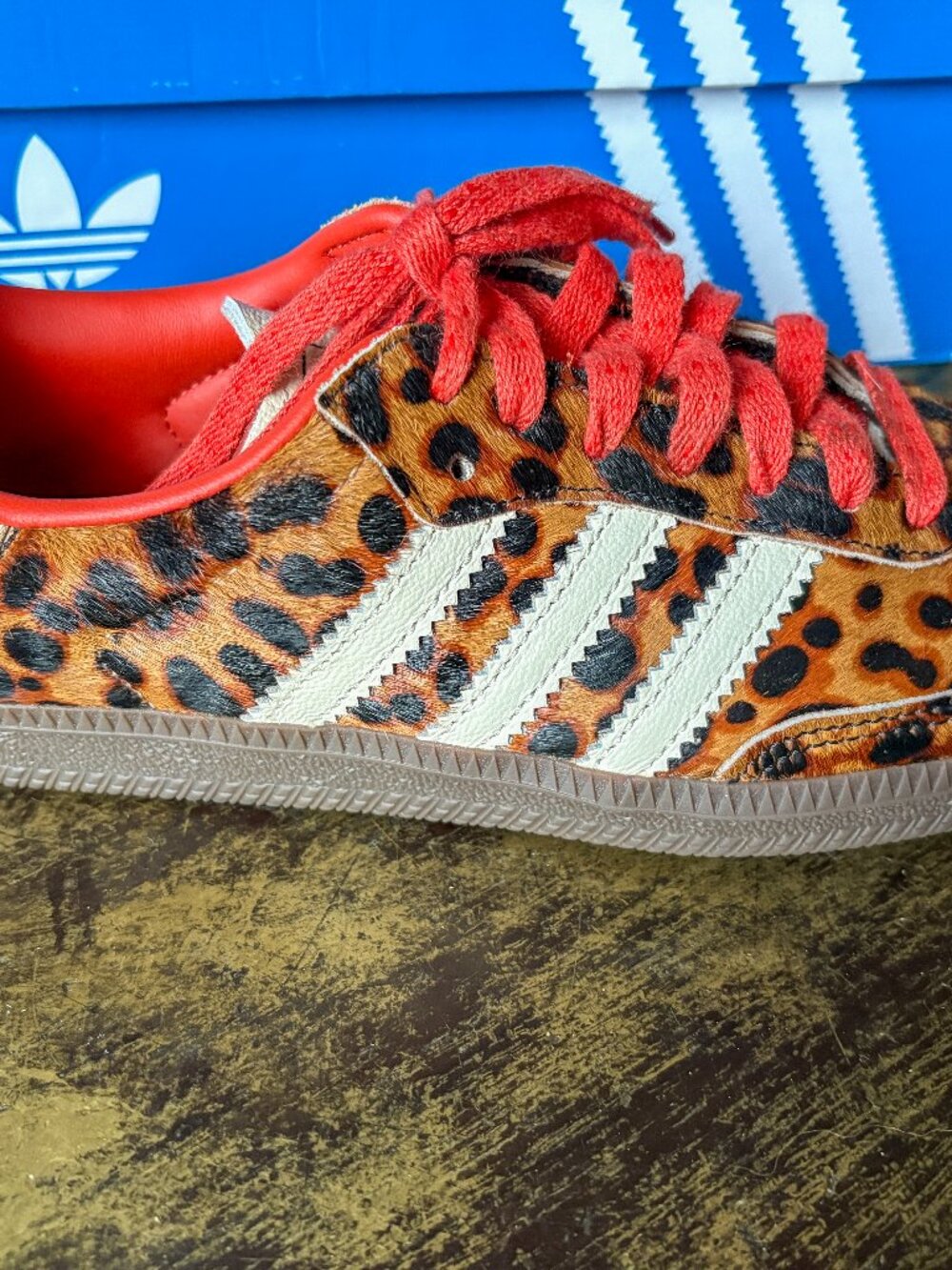 Adidas Samba "OG Preloved Red" Leopard Orange & Cream (fits like a 7.5) - Picture 2 of 9